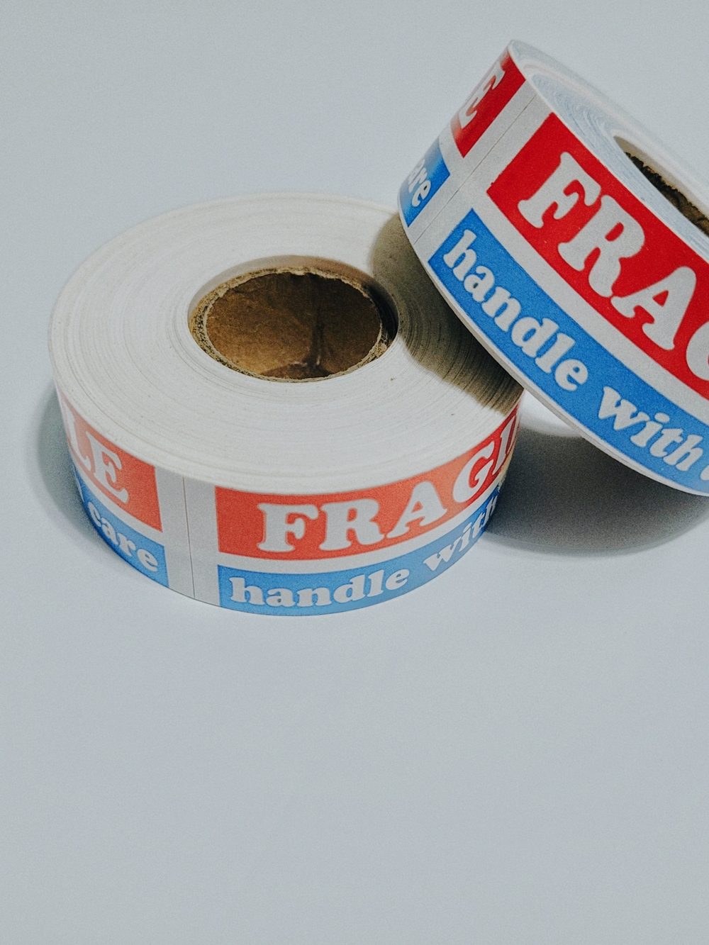 Shipping Fragile Handle With Care Packing Tape Rolls 600 - White, Red, Blue
